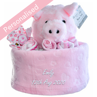 Piggy Bank Nappy Cake - Pink image